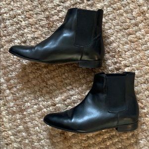 JCrew Black Leather Chelsea Booties